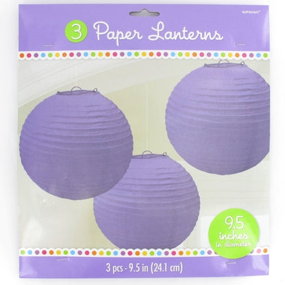 Amscan Purple Lilac 9"/24cm Paper Lanterns 3pc