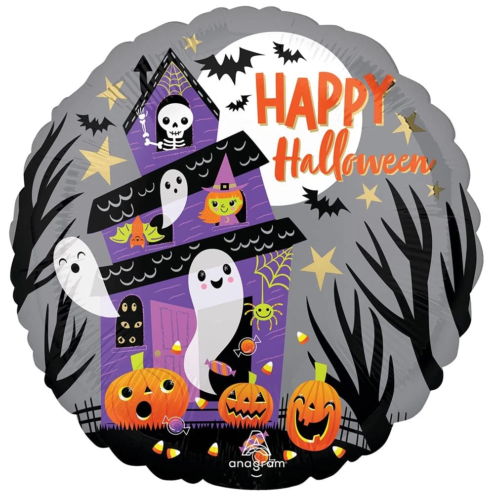 Haunted House Ghosts & Pumpkins 18" Foil Balloon Party Decoration