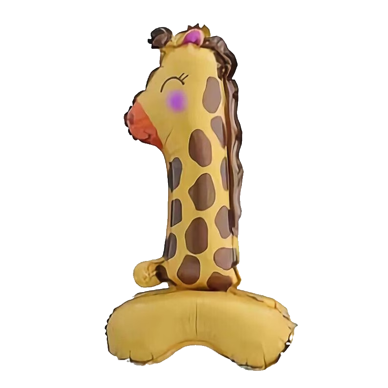 Animal Number Foil Balloon 0-9 – 23" Standing Airfill Birthday Balloon – No Helium Required