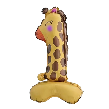 Animal Number Foil Balloon 0-9 – 23" Standing Airfill Birthday Balloon – No Helium Required