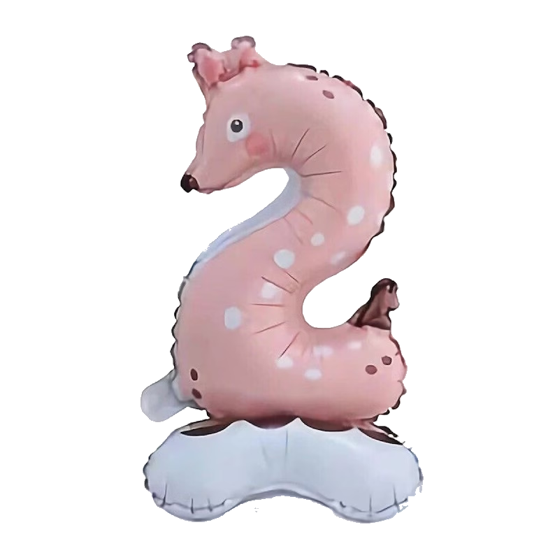 Animal Number Foil Balloon 0-9 – 23" Standing Airfill Birthday Balloon – No Helium Required