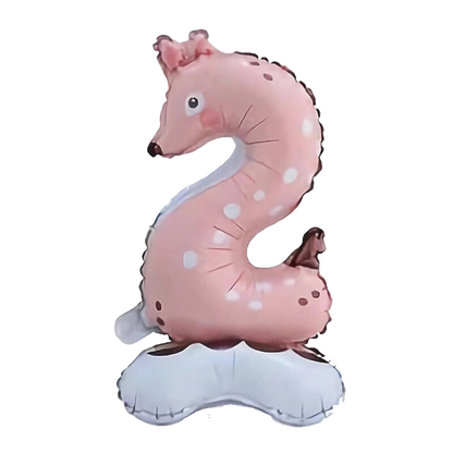 Animal Number Foil Balloon 0-9 – 23" Standing Airfill Birthday Balloon – No Helium Required