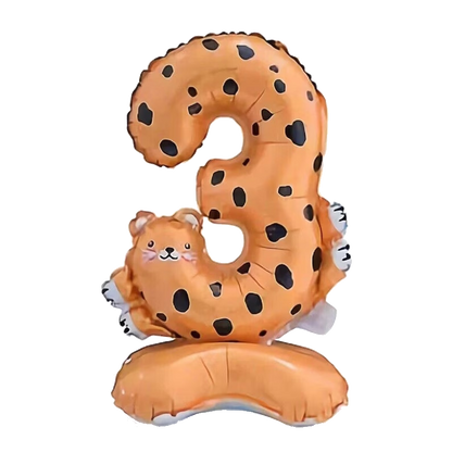 Animal Number Foil Balloon 0-9 – 23" Standing Airfill Birthday Balloon – No Helium Required