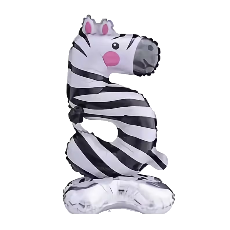 Animal Number Foil Balloon 0-9 – 23" Standing Airfill Birthday Balloon – No Helium Required
