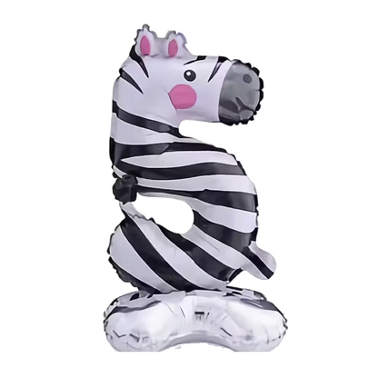 Animal Number Foil Balloon 0-9 – 23" Standing Airfill Birthday Balloon – No Helium Required