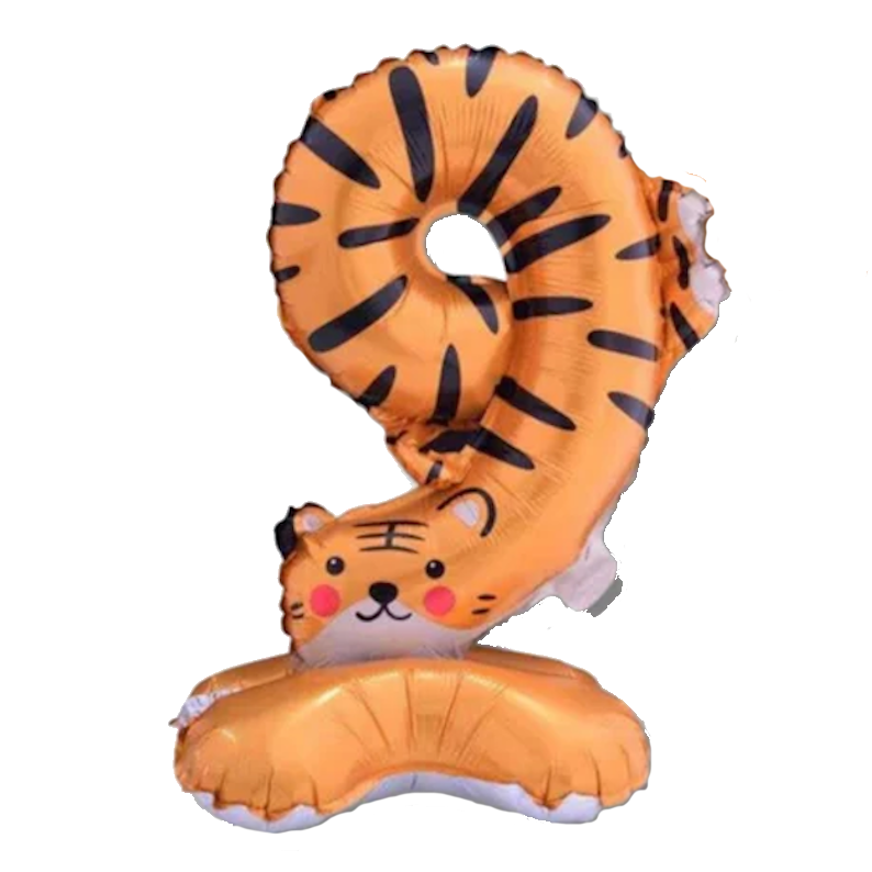 Animal Number Foil Balloon 0-9 – 23" Standing Airfill Birthday Balloon – No Helium Required