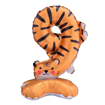 Animal Number Foil Balloon 0-9 – 23" Standing Airfill Birthday Balloon – No Helium Required