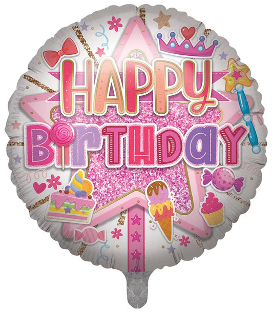 Jumbo 31" Happy Birthday Pink Star Foil Balloon