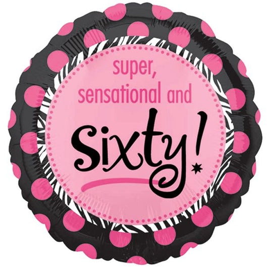 Anagram Happy Birthday Super, Sensational & Sixty! 18" Foil Balloon