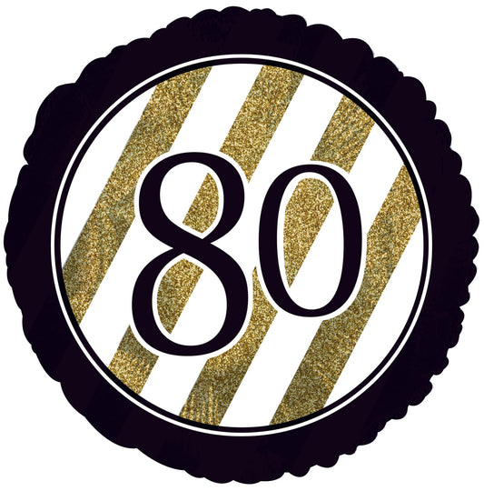 80 Black and Gold Glitter 17-inch Foil Balloon