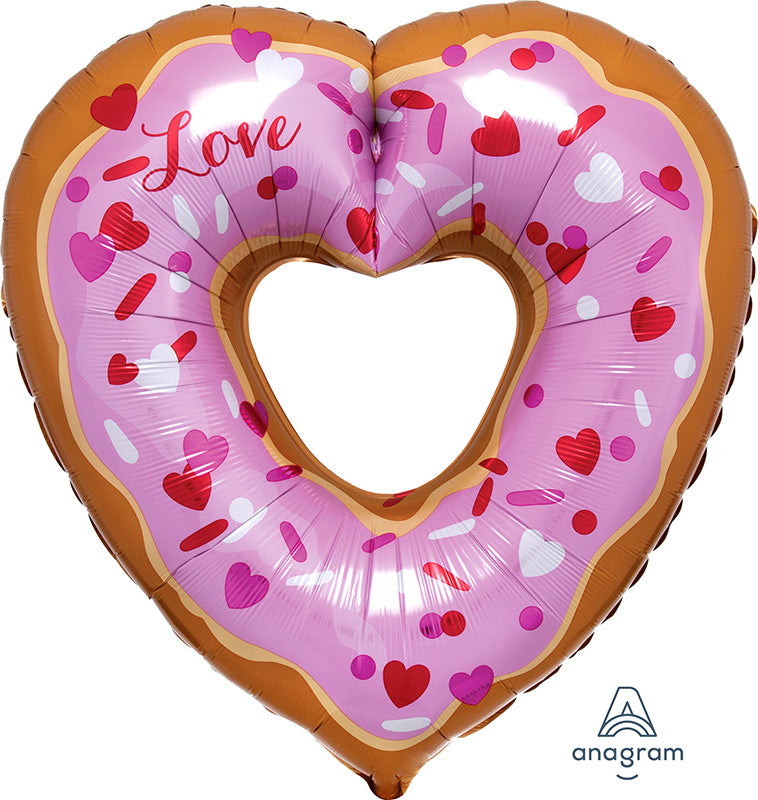 Anagram Open Heart Donut SuperShape 26" Foil Balloon