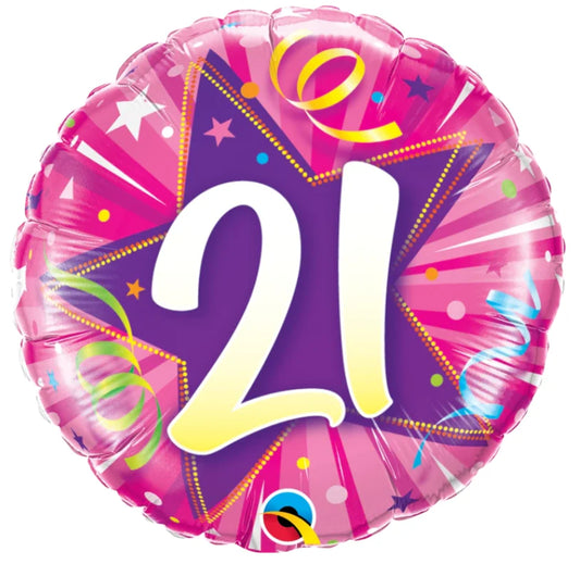 Qualatex shining Star 21 Hot Pink 18" Foil Balloon