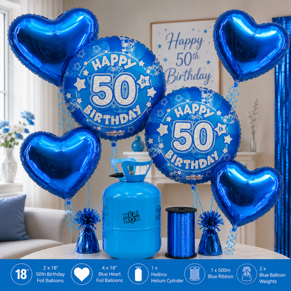 Pink / Blue Birthday Balloon Bundle with Helium Cylinder