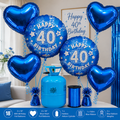 Pink / Blue Birthday Balloon Bundle with Helium Cylinder