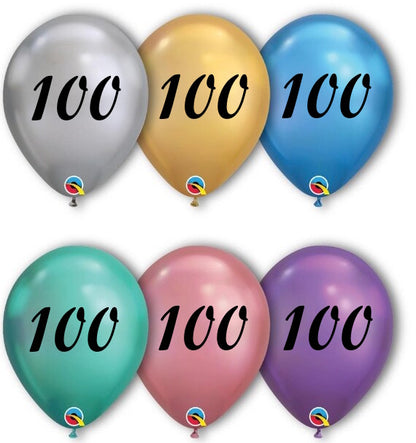 Birthday Age Chrome Balloons 11-inch Pack of 12