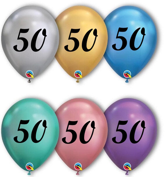 Birthday Age Chrome Balloons 11-inch Pack of 12