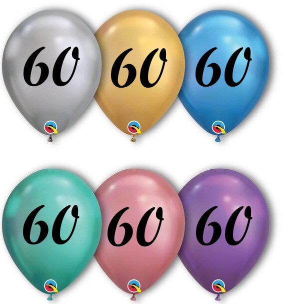 Birthday Age Chrome Balloons 11-inch Pack of 12
