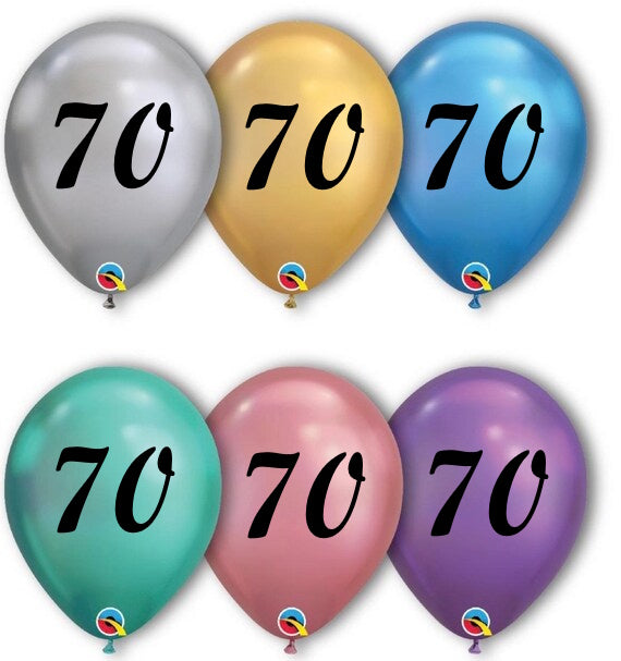 Birthday Age Chrome Balloons 11-inch Pack of 12