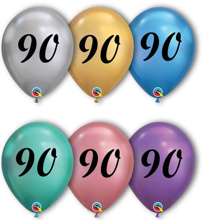 Birthday Age Chrome Balloons 11-inch Pack of 12