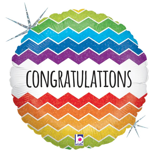 Congratulations 18" Round Holographic Foil Balloon