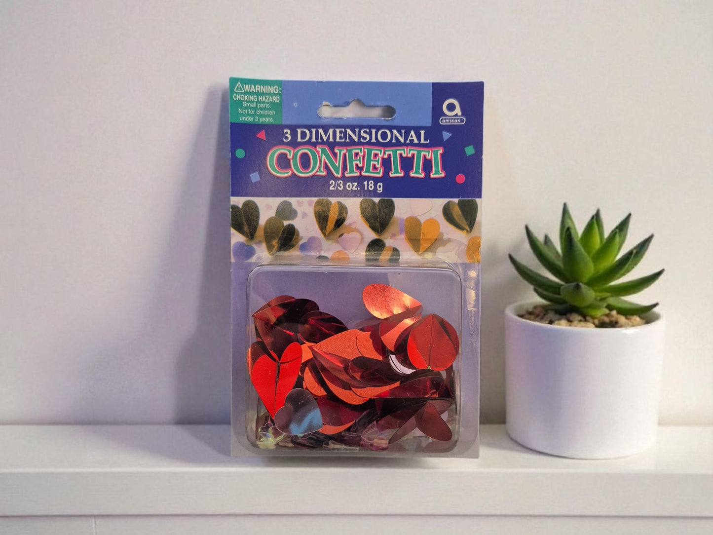 Red & Rose Gold Hearts 3 Dimensional Confetti 18g