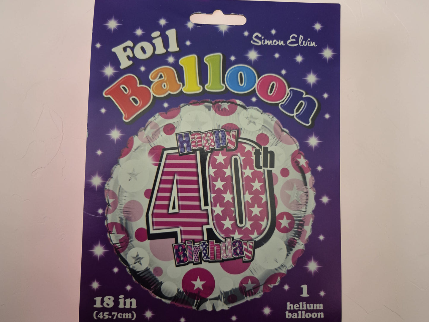 Simon Elvin Happy 40th Birthday Female Stars 18" Foil Balloon