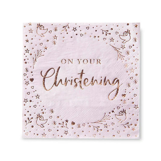 Baby Pink On Your Christening Lunch Napkins 3 ply 16pc