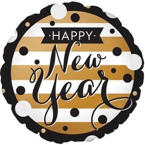 CTI Happy New Year Black & Gold 17" Foil Balloon