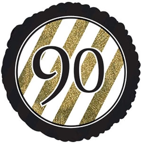 CTI 90 Black and Gold Glitter 17" Foil Balloon