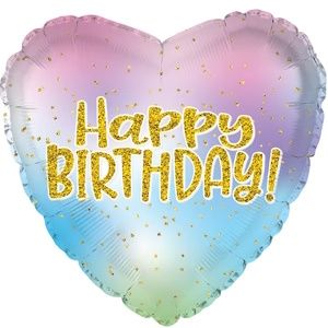 CTI Happy Birthday Iridescent Heart 17" Foil Balloon