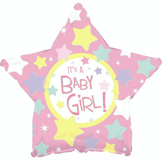CTI It's a Girl Pink Star 17" Foil Balloon
