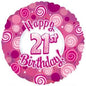 CTI Happy 21st Birthday Pink Dazzle 17" Foil Balloon