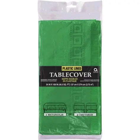 Rectangle Plastic Lined Table Cover 54" x 108" | Forest Green