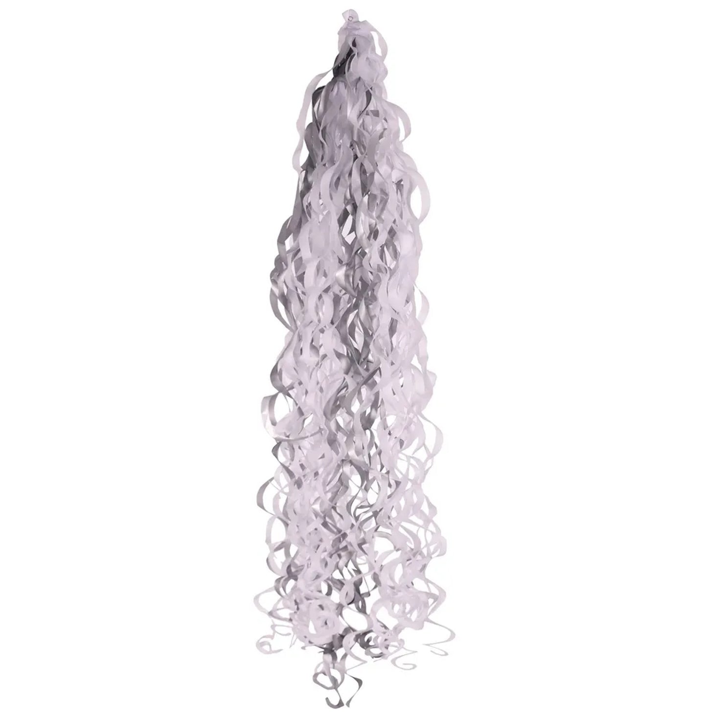APAC Metallic Silver & White Balloon Tassels 75cm - Suitable for 24" Balloons and Above