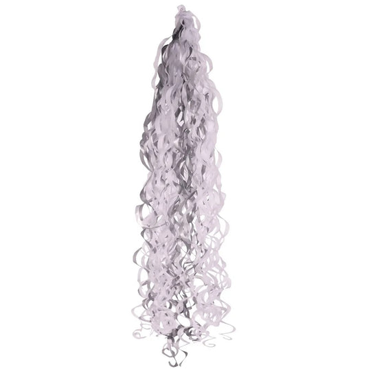APAC Metallic Silver & White Balloon Tassels 75cm - Suitable for 24" Balloons and Above