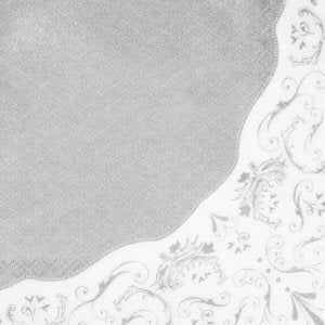 Party Porcelain Silver Paper Napkins 3ply - 33cm 20pc