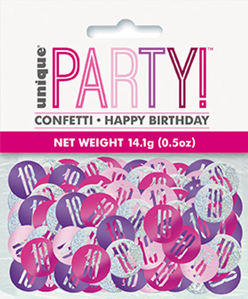 Pink, Purple & Silver Happy 18th Birthday Confetti 14g