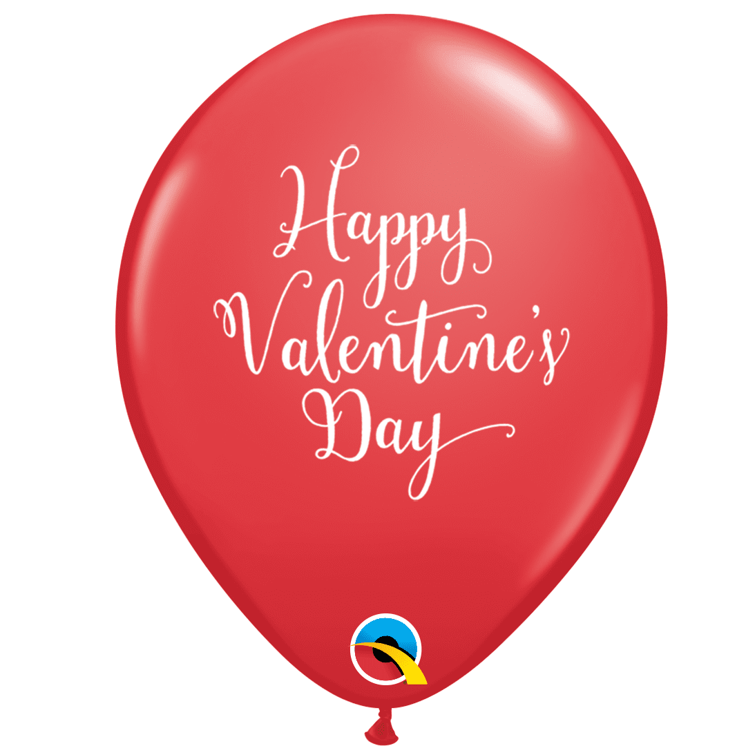 Qualatex Happy Valentine's Day Script Red 11" Latex Balloons 25Pc/Bag