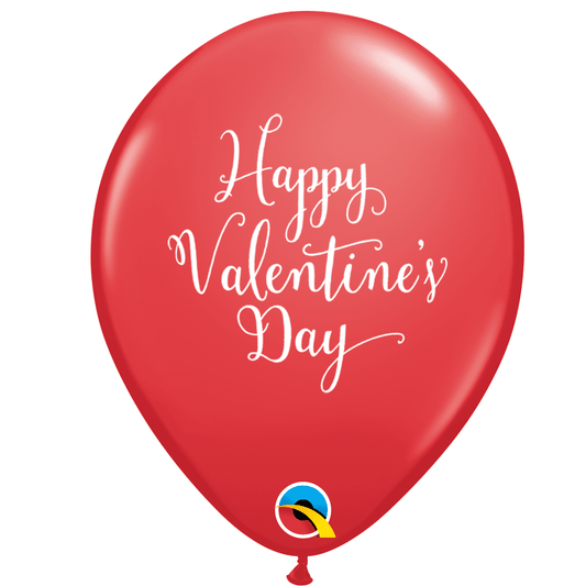 Qualatex Happy Valentine's Day Script Red 11" Latex Balloons 25Pc/Bag