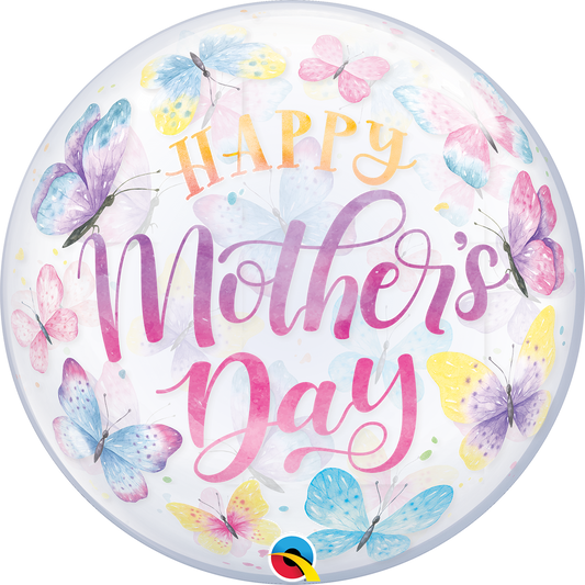 Qualatex Mother's Day Butterflies 22"/56cm Bubble Balloon