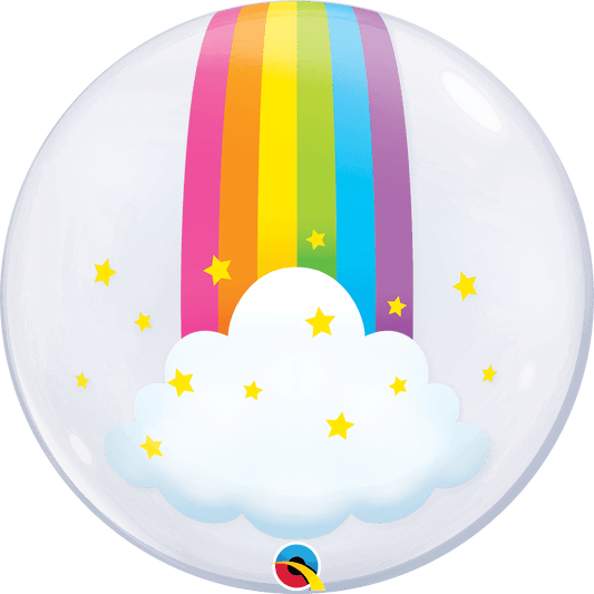 Qualatex Deco Rainbow Clouds Double Sided 24"/61cm Bubble Balloon