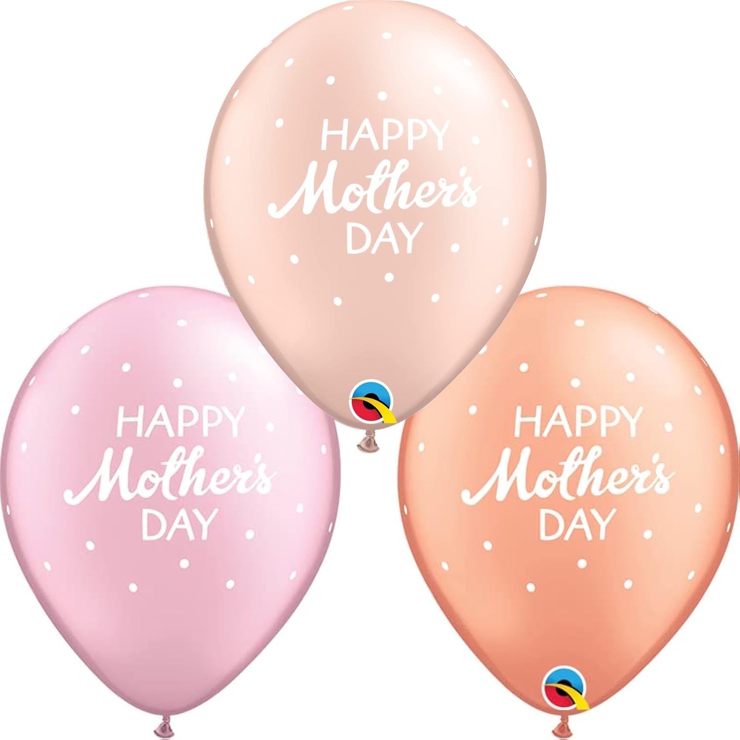 Qualatex Happy Mother's Day Petite Polka Dots 11" Latex Balloons 25Pc/Bag