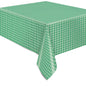 Unique Green & Silver Check Rectangular Plastic Table Cover (137cm x 213cm)