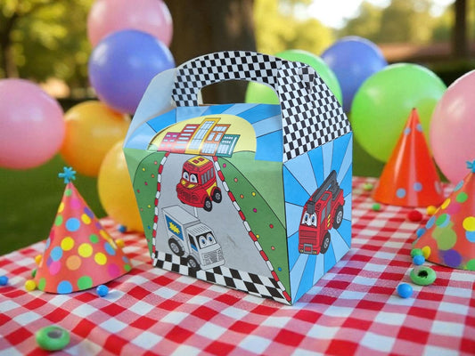 Toy Cars 15cm x 10cm Favor Party Box 10pc