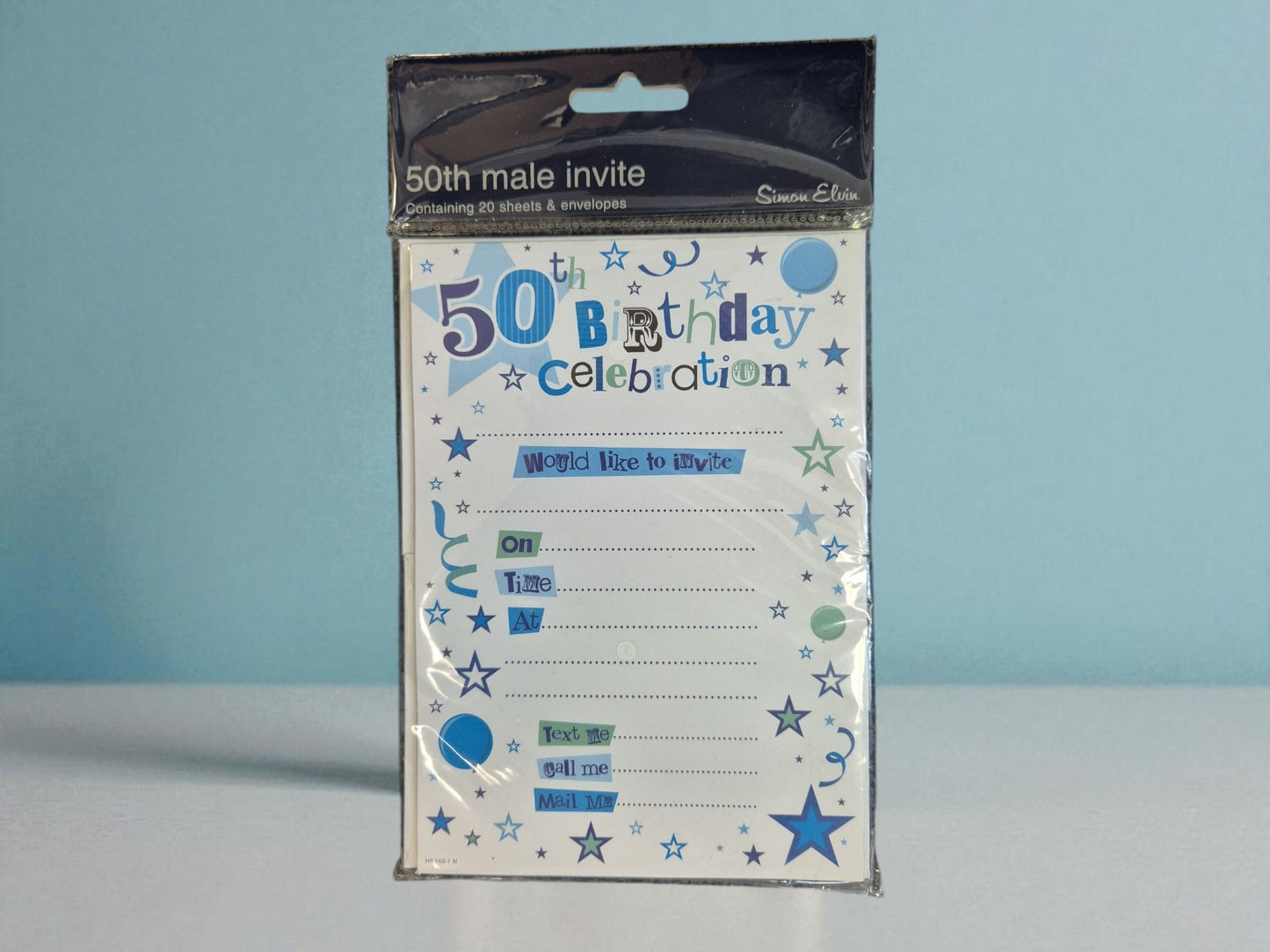 Male 50th Birthday invitation with Envelopes 20pc