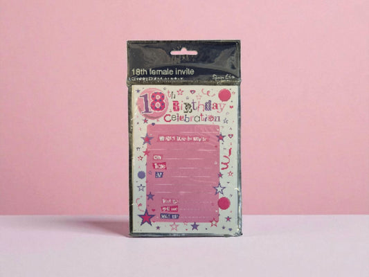 Female Pink 18th Birthday Invitation with Envelopes 20pc