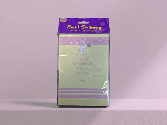 Thank You Pink Stork Baby with Envelopes 20pc