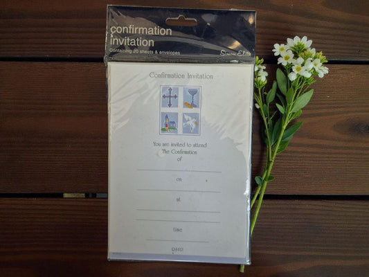 Confirmation Pink Invitation with Envelopes 20pc