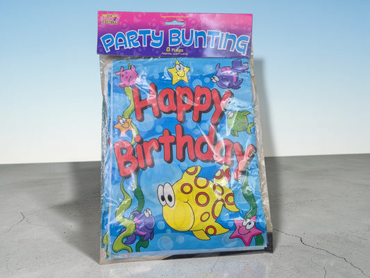 Expression Factory Happy Birthday Under the Sea Party Bunting 23cm x 30cm 8 Flags 3.6m