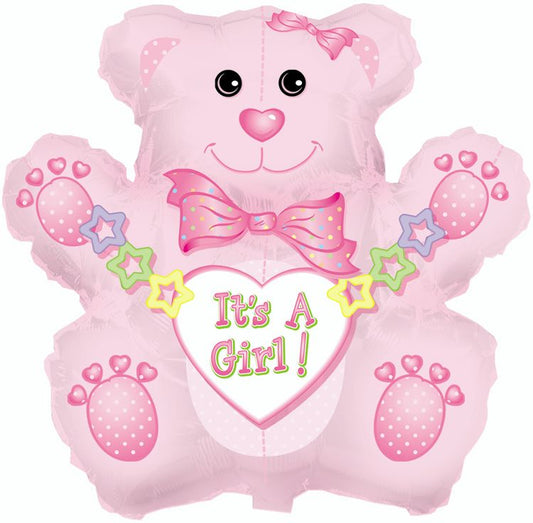 CTI It's a Girl Bear Shape-A-Loon 32" Foil Balloon